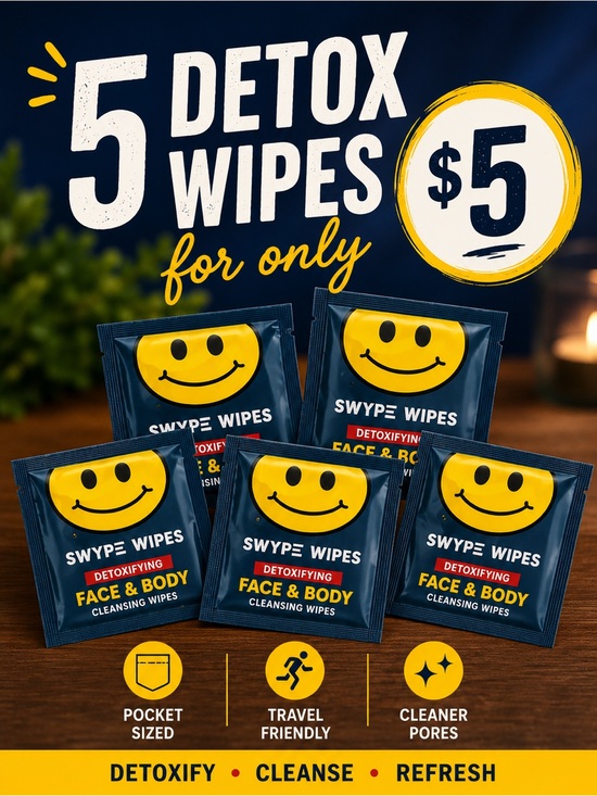 Swype Wipes Other - Detoxifying Face & Body Cleansing Wipes - Yellow & Navy